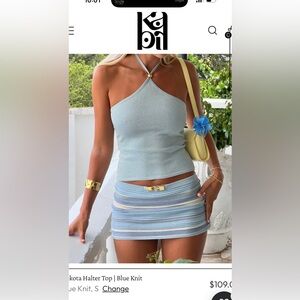 Blue Halter Top and Skirt Set